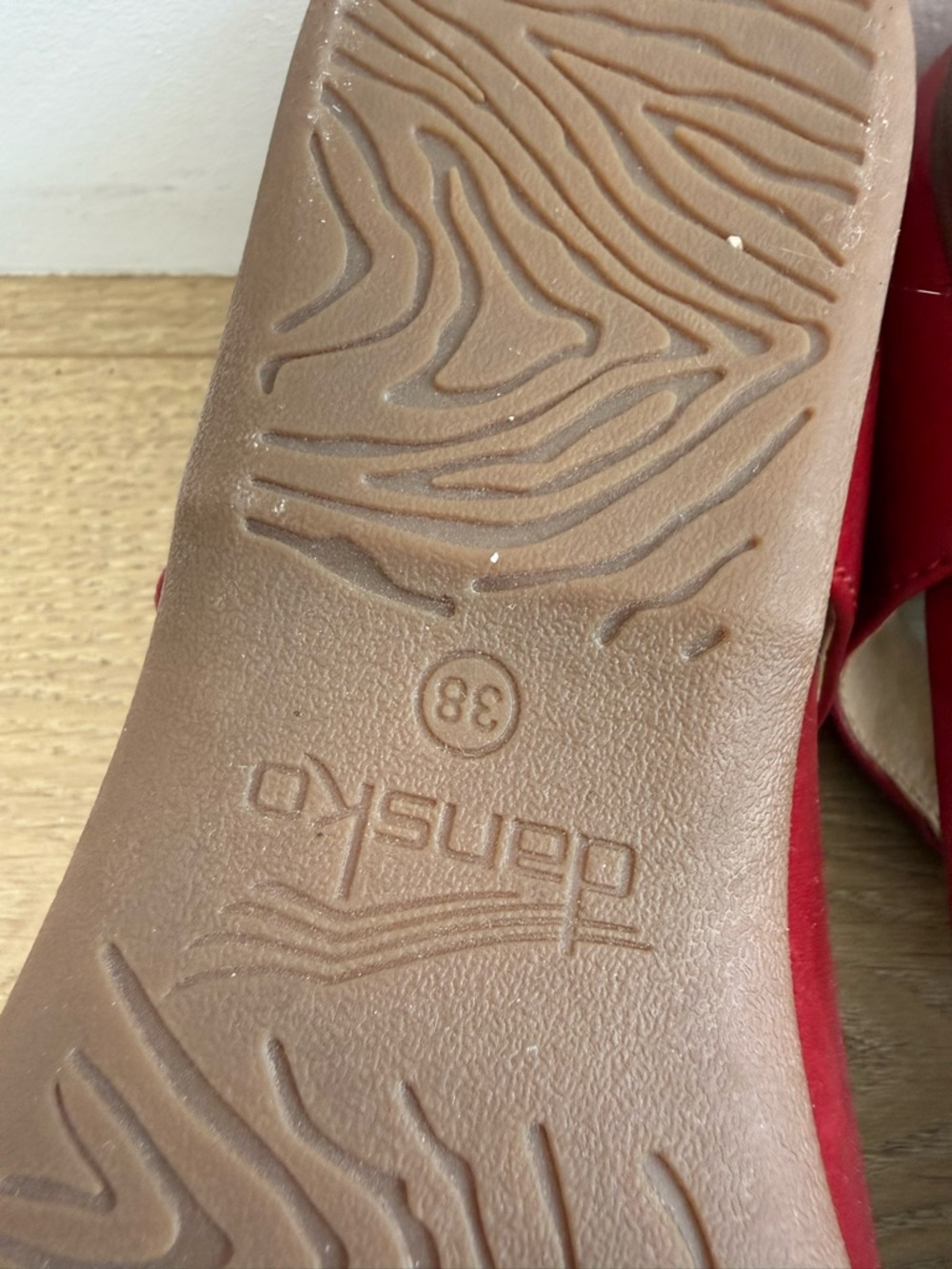 Dansko Red Leather Mary Jane Flats with Buckle Strap - Picture 5 of 5